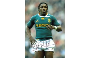Lwazi Mvovo Signed 8x12 Springbok's Rugby Photograph
